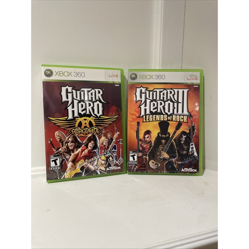 Guitar Hero - 2x Games Xbox 360 Aerosmith and GH Legends of Rock III CIB